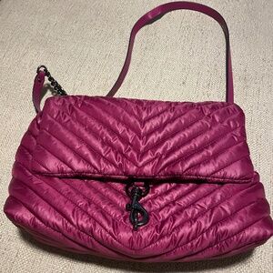 Rebecca Minkoff Edie Nylon Jumbo Flap Quilted Bag in Fuchsia